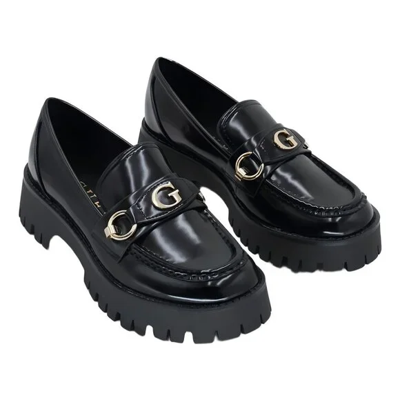 GUESS Almost Bit Lug Loafer Slip-On Chunky Sole Black 7M - Picture 4 of 6